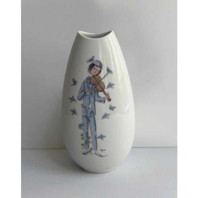 1950s MCM 1950s Rosenthal Germany 8" Tall Porcelain Vase"The Violinist" Sign Raymond Peyote #1507 For Sale - Image 5 of 14