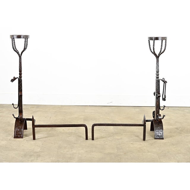 Early 18th Century French 18th Century Forged Iron Andirons For Sale - Image 5 of 9