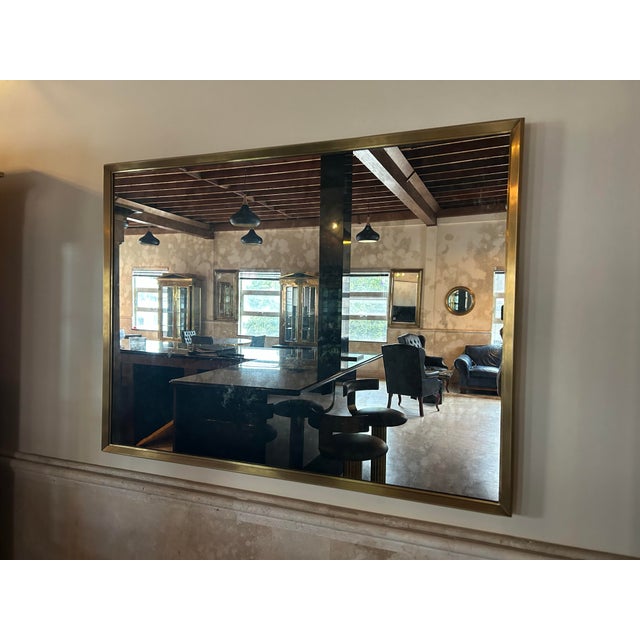 Modern Brass Mid Century Mirror For Sale - Image 3 of 4