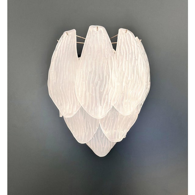 Vintage Italian Murano Glass Wall Sconces in Frosted Glasses, 1990s, Set of 2 For Sale - Image 16 of 16