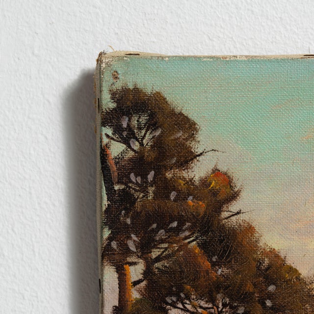 Early 20th Century Belgium Burnt Orange Canvas Painting For Sale - Image 11 of 15