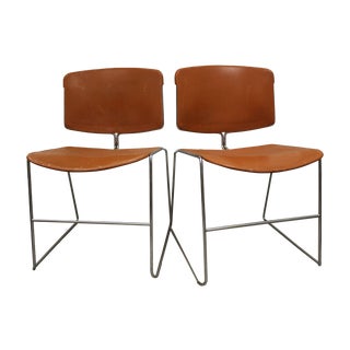 Orange Steelcase School Chairs - A Pair For Sale