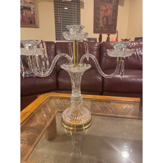 Vintage Glass Candelabra Crystal Clear Mid Century Candle Light Holder For Sale - Image 10 of 10