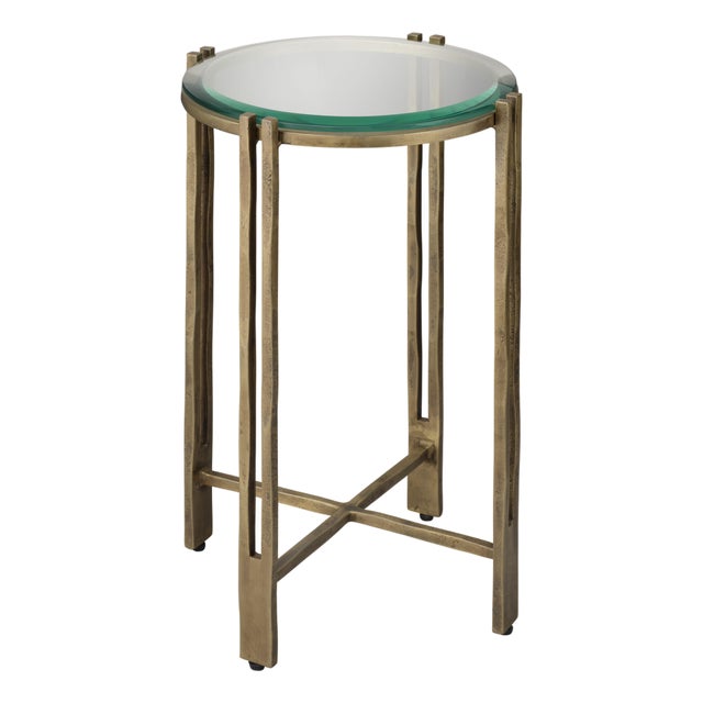 Jamie Young Metrical Iron Side Table, Antique Brass For Sale