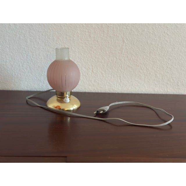 Gold Pink Glass Table Lamp, 1950s For Sale - Image 8 of 9