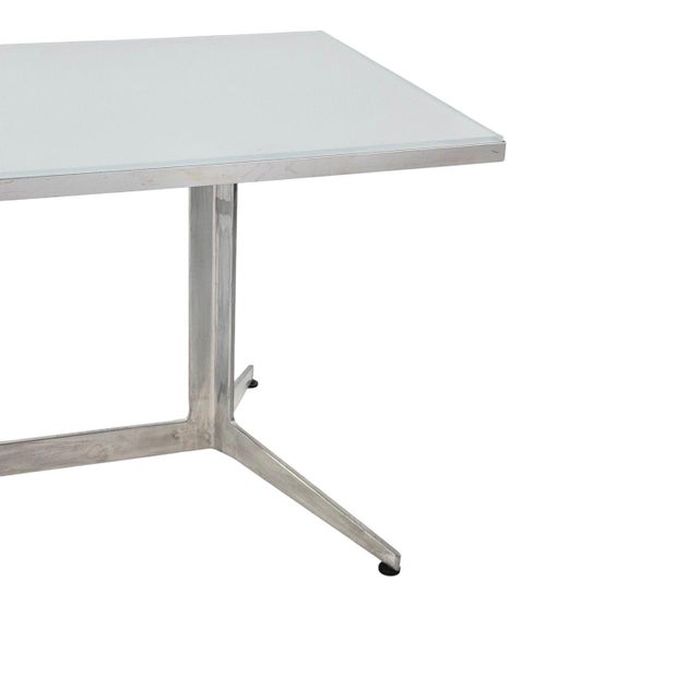 Mid-Century Modern Ward Bennett Frosted Glass and Aluminum Dining Table/Desk, 1960 For Sale - Image 3 of 8