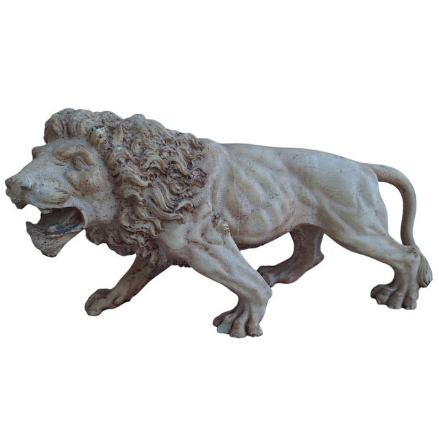Antique Lion Statue, Alabaster For Sale - Image 5 of 5