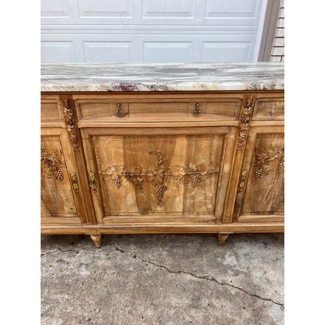 French 19th Century Louis XVI Provincial Bleached Walnut Marble Top Sideboard For Sale - Image 9 of 12