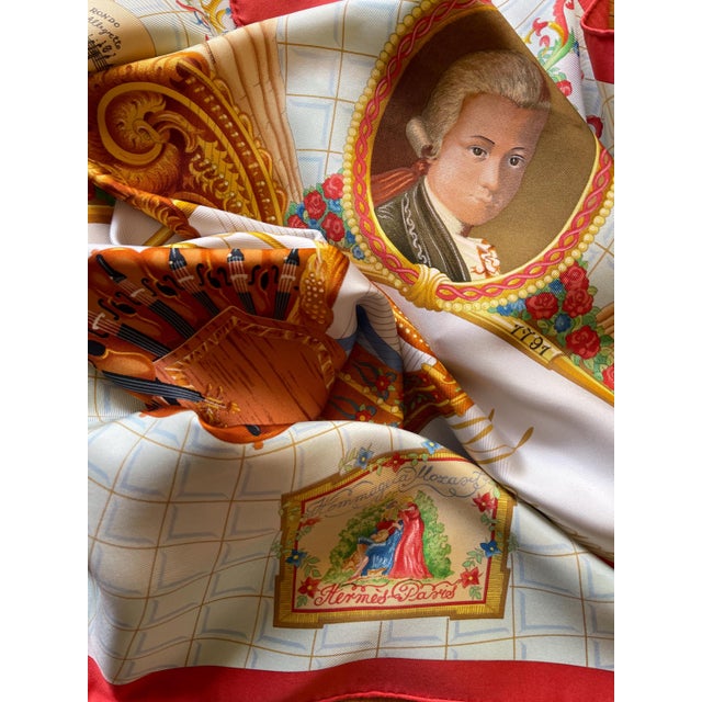 Hermès HERMÈS MOZART 1991 Silk Scarf designed by Abadie Julie For Sale - Image 4 of 13