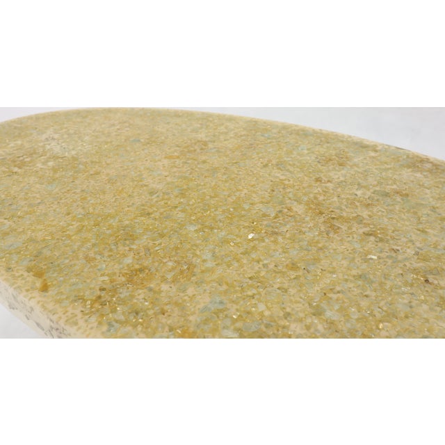 Abalone Shell Cast in Resin Oval Top Coffee Table on X-Shape Base For Sale - Image 10 of 10