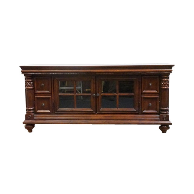Contemporary High End Solid Cherry Traditional Contemporary Style 64" Media Console For Sale - Image 3 of 14
