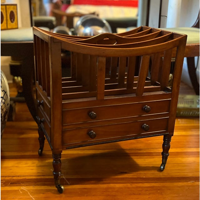 Wood Antique Early 19th Century English Regency Mahogany Library Canterbury or Magazine Rack For Sale - Image 7 of 12