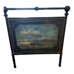 Early 19th Century Iron Napoleonic Campaign Bed With Painted Nautical Scenes
