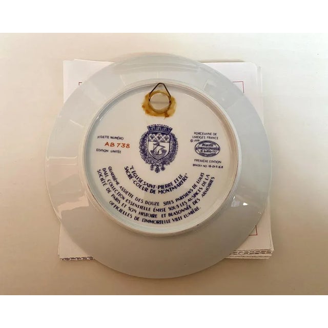 Ceramic Limoges Porcelain Collectible Plate with Sights of Paris by Louis Dali, France, 1980s, Set of 5 For Sale - Image 7 of 9