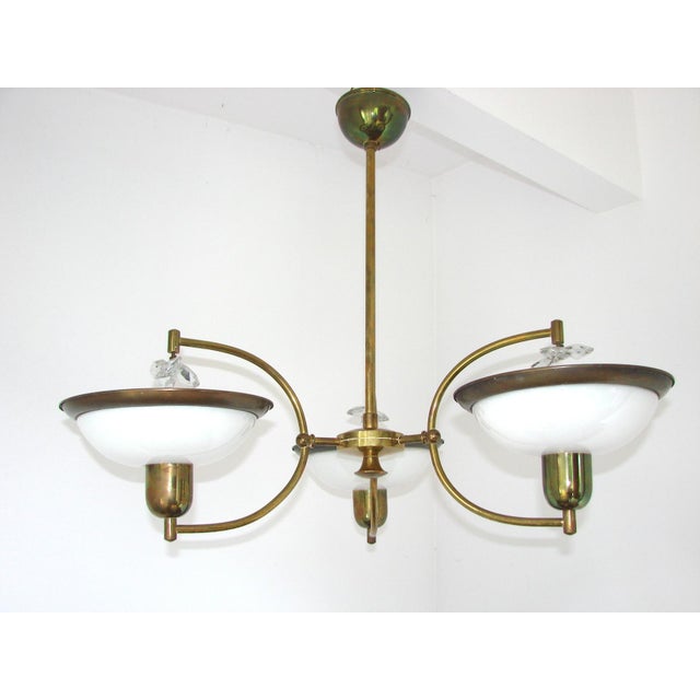 Vintage Hanging Lamp inn Brass and Glass, 1960s For Sale - Image 6 of 6