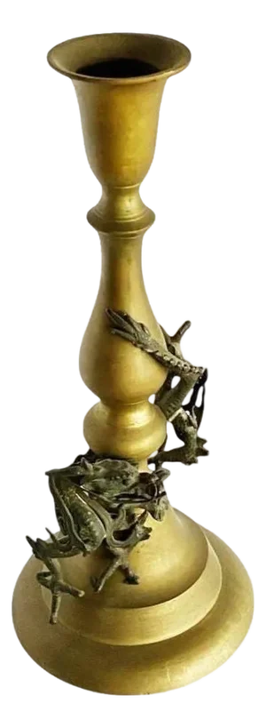 1920s Hand Casted Brass Candlestick Holder w/ Chinese Dragon, Circa 1920