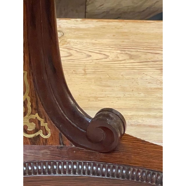 19th Century 19th C. English Regency Rosewood and Brass Inlaid Side Table For Sale - Image 5 of 7