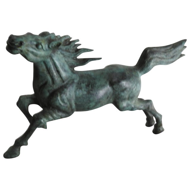 Midcentury Bronze Running Horse Statue For Sale - Image 9 of 9