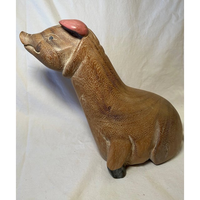 Hand Carved and Painted Pig For Sale - Image 4 of 12