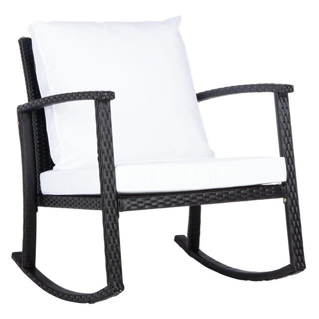 White Daire Rocking Chair, Black/White Cushion For Sale - Image 8 of 11