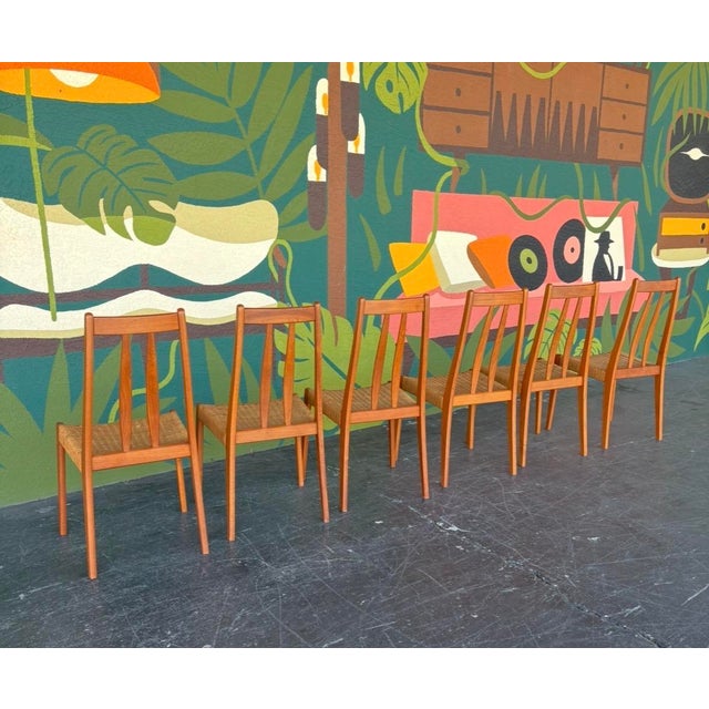 Wood Danish Teak & Cord Dining Chairs - 6 For Sale - Image 7 of 10