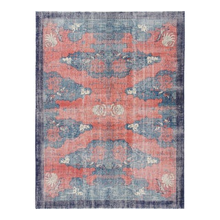 Vintage Zeki Müren Art Deco Rug in Red With Abstract Patterns From Rug & Kilim For Sale