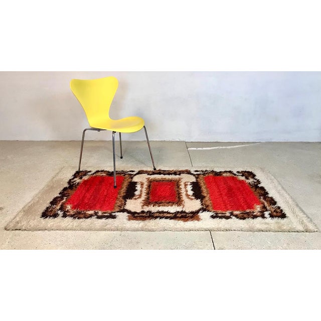 Mid-Century Modern Abstract Graphic Wall or Floor Wool Rug, 1960s For Sale - Image 3 of 9