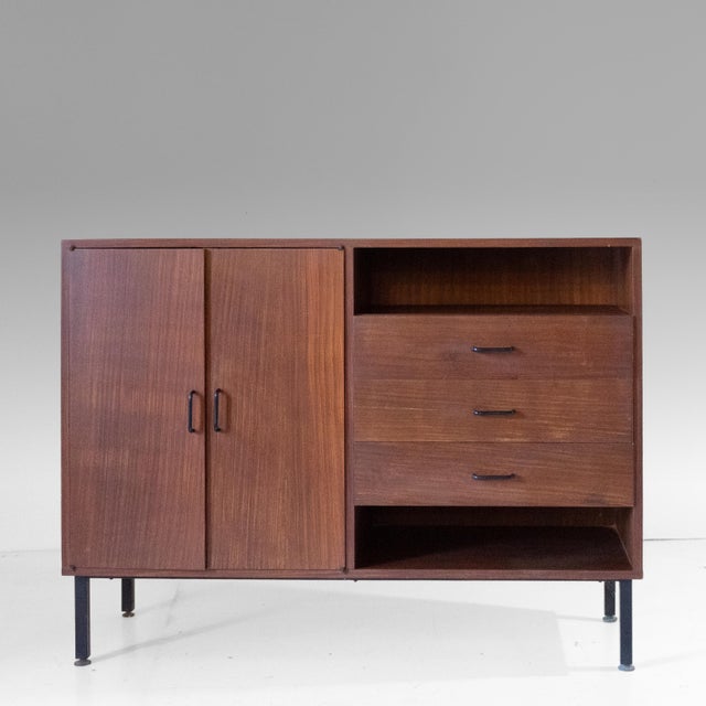 Mid-Century Modern Mid-Century Modern Italian Teak Sideboard with Iron Legs and Brass Feet, 1960s For Sale - Image 3 of 12