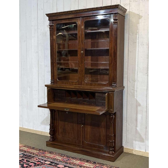 Victorian Mahogany Secretary Bookcase For Sale - Image 5 of 18