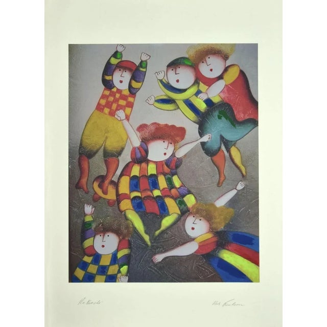 Game an original Lithograph artwork realized by an anonymous artist of the XX century. Hand-signed illegible. In good...