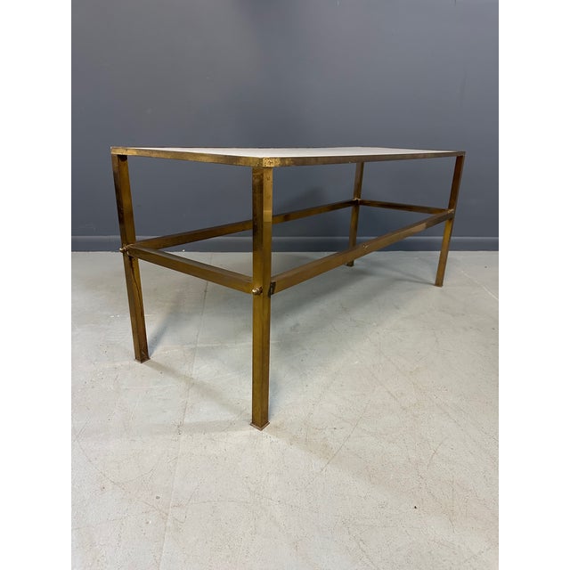 1950s Brass Italian Console Table With Vitrolite White Top For Sale In Philadelphia - Image 6 of 8