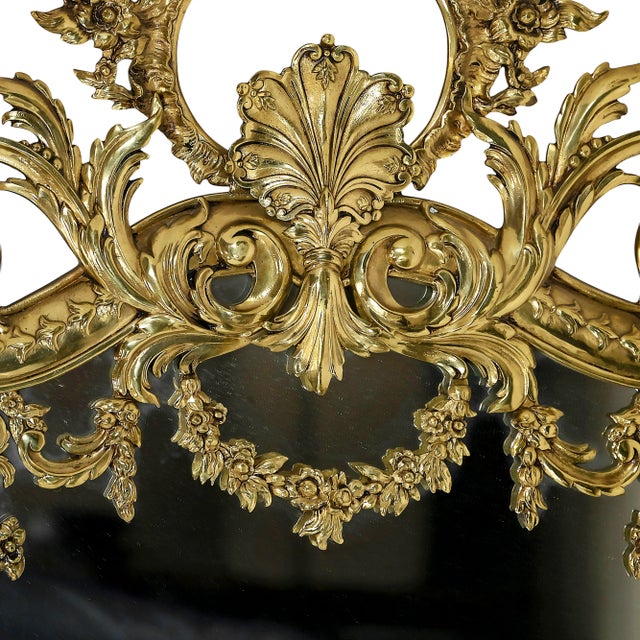 Vintage French Brass Wall Mirror, 1960s For Sale - Image 5 of 9