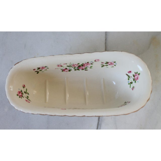 Vintage Floral Ceramic Bathtub Soap Dish For Sale - Image 4 of 12