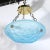 Art Deco Frosted Blue Glass Chandelier W/ Brass Fittings Signed Roc by Degué For Sale In New York - Image 6 of 12