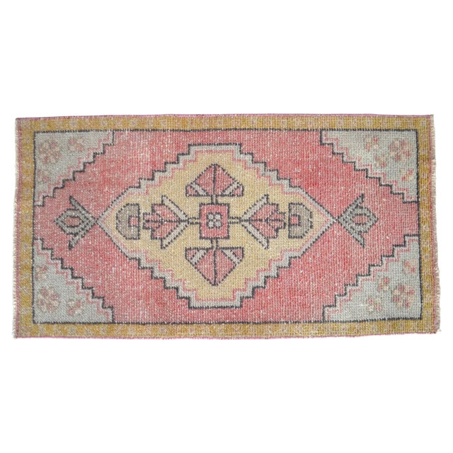 Vintage Hand Knotted Small Turkish Rug Boho-Chic Entry Decor Door Mat - 1′9″ × 3′3″ For Sale - Image 4 of 11