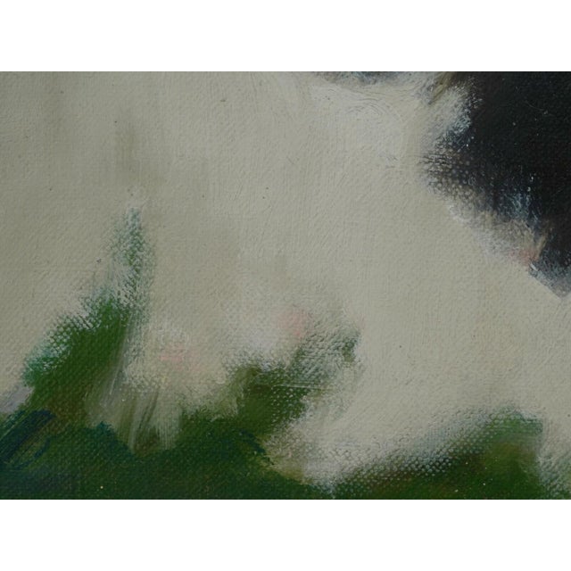 Mid-Century Modernist Butterfly Oil Painting in Distressed Wood Frame, Mid-Century For Sale - Image 4 of 5