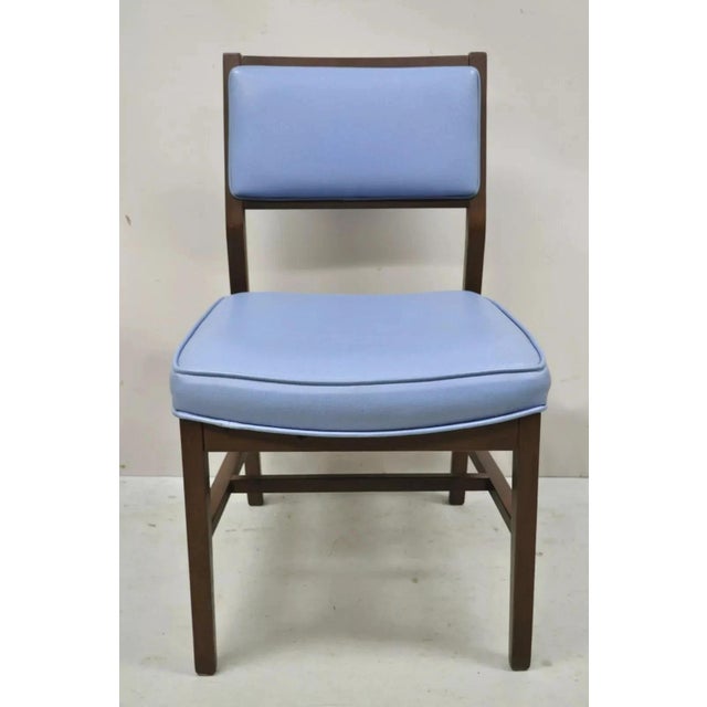 Mid-Century Modern Mid 20th Century Vintage Mid Century Modern Jens Risom Style Blue Sculpted Dining Chair -Set of 6 For Sale - Image 3 of 11