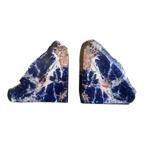 Pair of Vibrant Blue Sodalite Stone Bookends