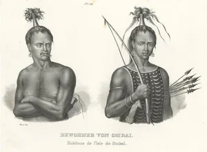 Schinz, Warriors from Ombai Island, Alor, Archipel, Indonesia, 1845, Print
