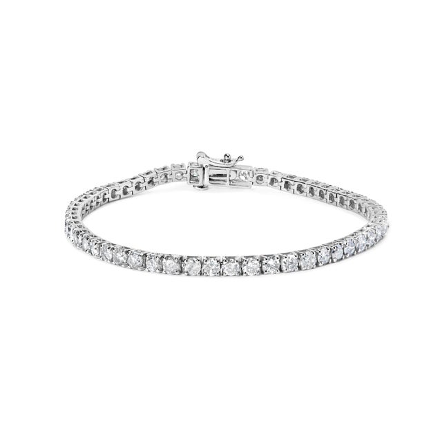 2020s 10K White Gold 6.00 Cttw Classic Natural Diamond Tennis Bracelet For Sale - Image 5 of 5