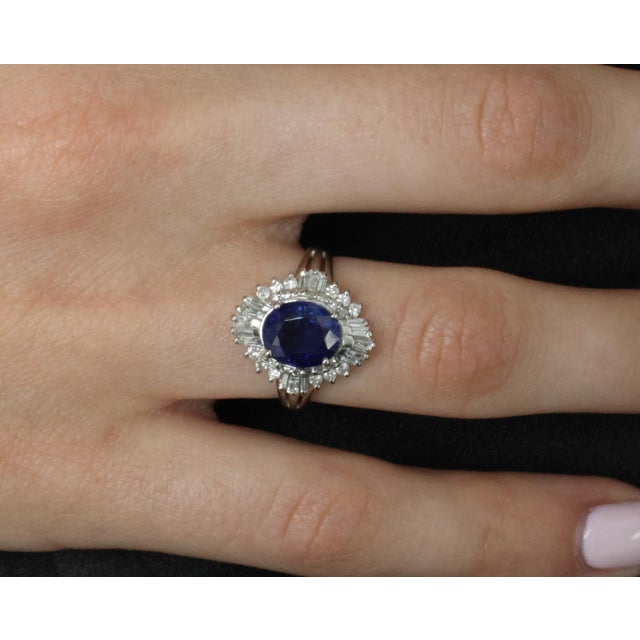Metal Late 20th Century Rare 2.39ct Gia Burma No Heat Sapphire & 0.55ct Platinum Ring, Size 6 For Sale - Image 7 of 16