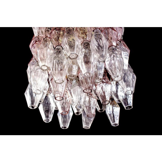 Pink and Ice Poliedri Chandelier attributed to Carlo Scarpa from Venini, 1955 For Sale - Image 9 of 15