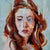 Disrupted II by Ryan Morse | Oil on panel Portrait of a woman with red hair and abstract features For Sale