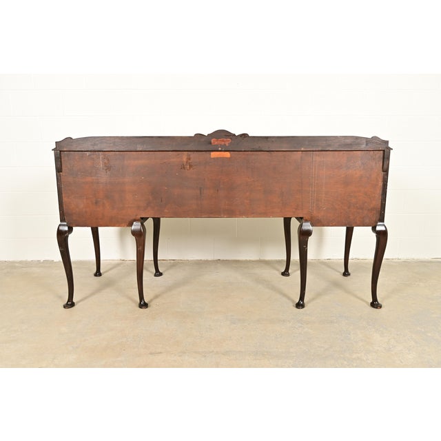 Limbert Antique Queen Anne Carved Mahogany Sideboard or Bar Cabinet, Circa 1920s For Sale - Image 10 of 12