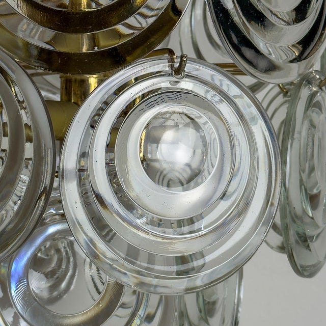 Vintage Glass Disc Chandelier, Italy 1970s For Sale - Image 13 of 18