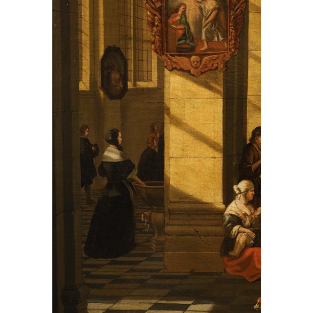 Hendrick Corneliszoon Van Vliet, Interior of a Flemish Church, 1680, Oil on Canvas, Framed For Sale - Image 15 of 16