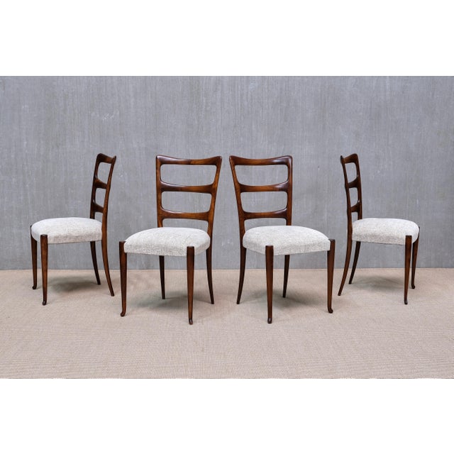 Paolo Buffa Mahogany and Chenille Dining Chairs by Paolo Buffa, Italy, 1940s, Set of 8 For Sale - Image 4 of 17