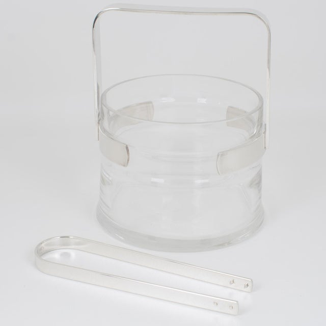 Contemporary Silver Plate and Crystal Ice Bucket by Pm Italy, Circa 1980 For Sale - Image 3 of 12