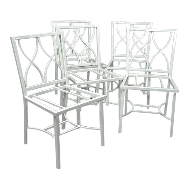 1950s White Ocean Liner Aluminum Chairs - Set of 8 For Sale
