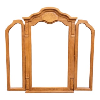 Thomasville Furniture Serenade Collection Burled Walnut Italian Neoclassical Tuscan Style 51" Tri-View Mirror 21211-260 For Sale